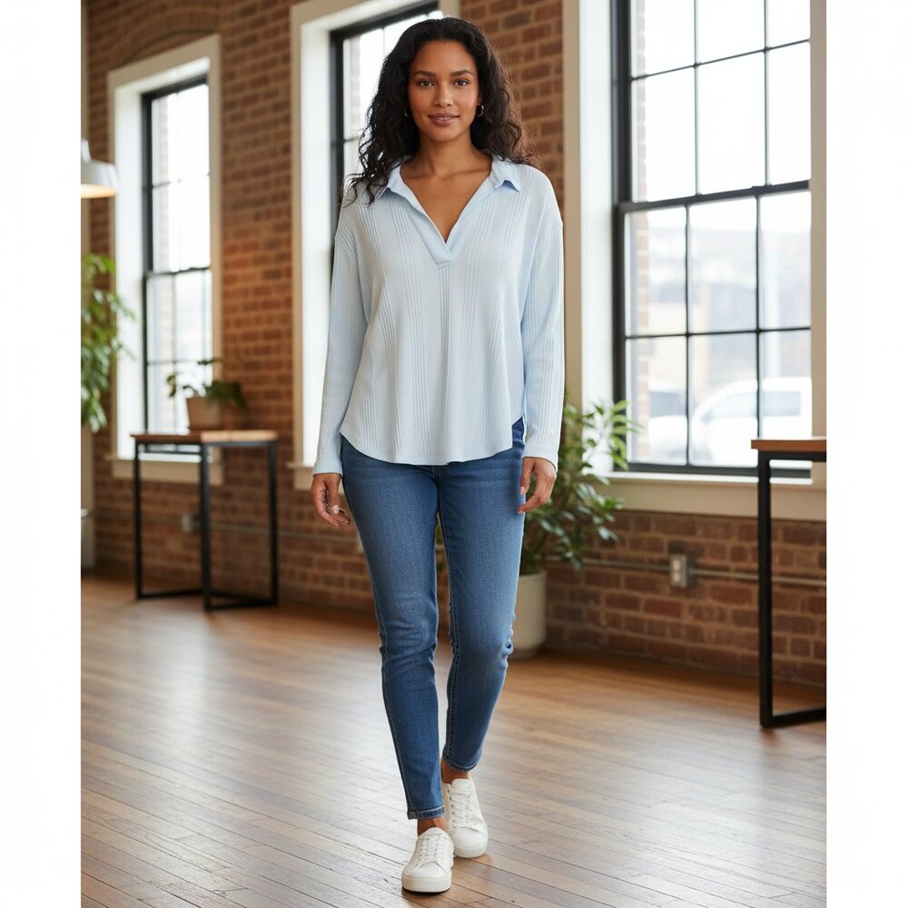 Free People We The Free Annie S Ribbed Long Sleeve Slouchy Pullover Gently Used